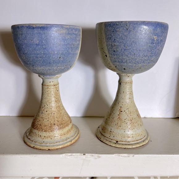 Ceramic Handmade Chalice Goblet Wine Glasses Set Of 2 - Picture 5 of 12